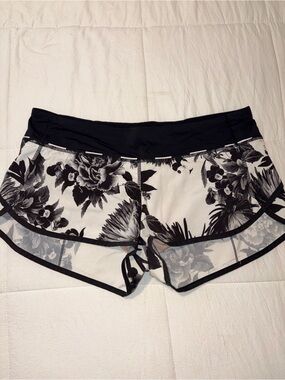 lululemon athletica Black and White Floral Athletic Shorts